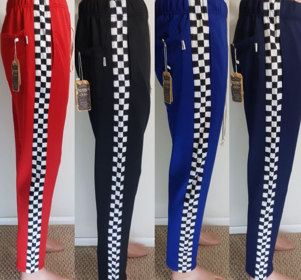 New  Checker Track Pants Red L